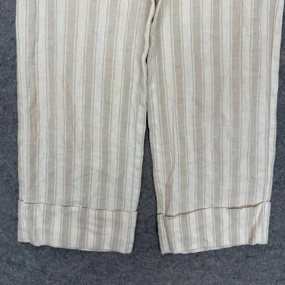 Reformation Wide Leg Striped Pants Womens 6 Cuffed High Rise Surplus Fabric USA‎ - Picture 3 of 16